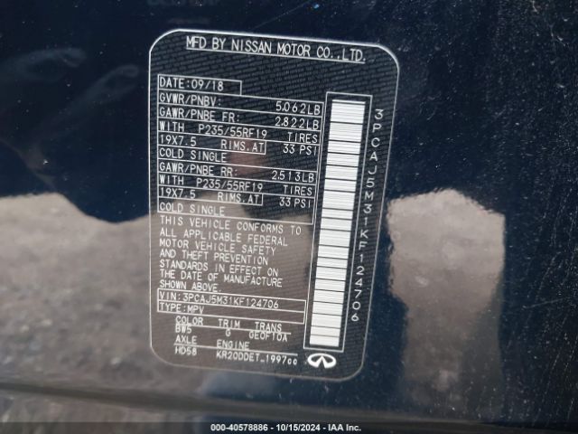 3PCAJ5M31KF124706 Infiniti Qx50 Luxe