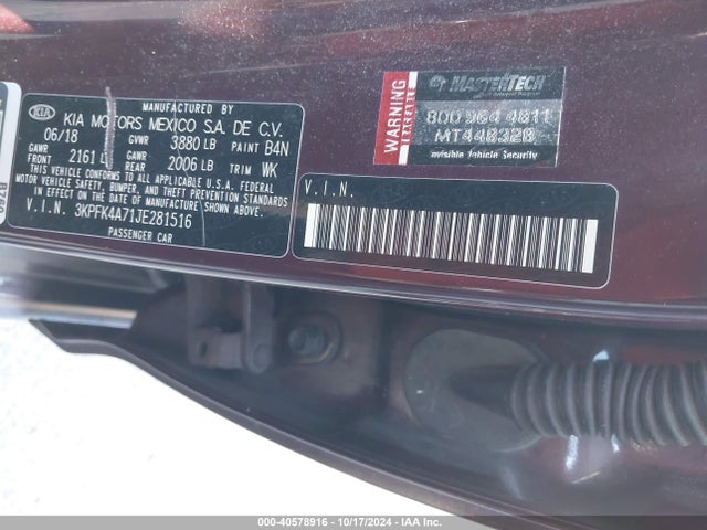 KIA FORTE LX 2018 3KPFK4A71JE281516 Image 9