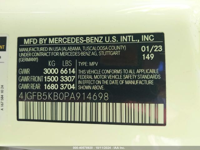 4JGFB5KB0PA914698 Mercedes-Benz Gle 450 4matic