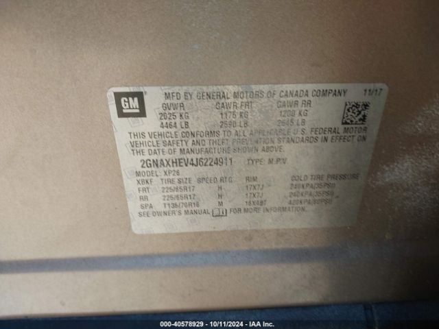 2018 CHEVROLET EQUINOX 2GNAXHEV4J6224911 Photo 8