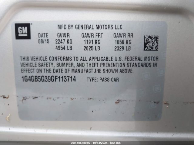 1G4GB5G39GF113714 Buick Lacrosse Leather