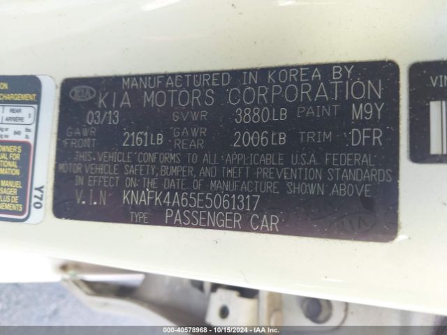KNAFK4A65E5061317 KIA FORTE LX