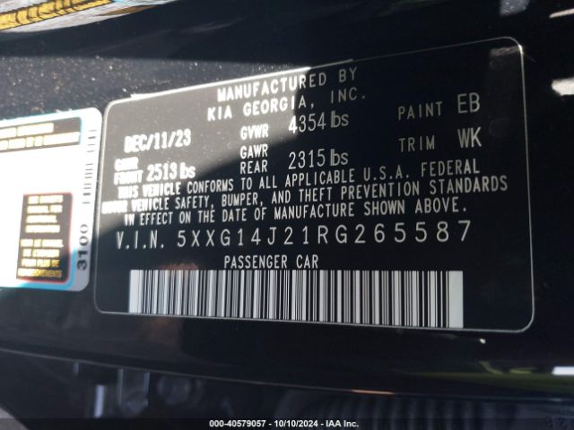 5XXG14J21RG265587 KIA K5 LXS