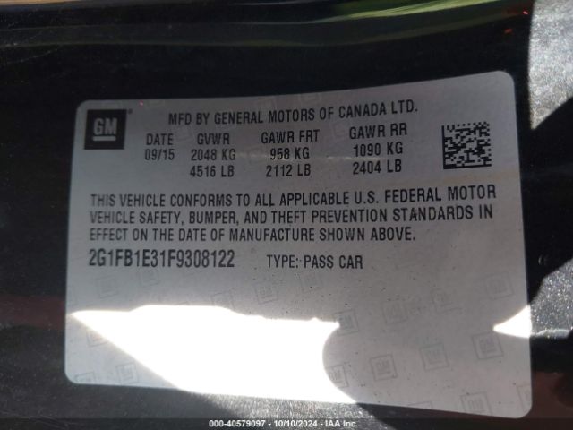 2G1FB1E31F9308122 Chevrolet Camaro 2ls