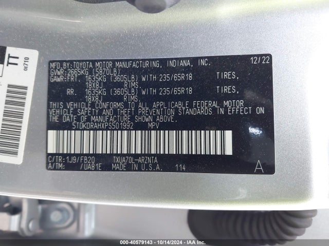 Toyota Highlander Le 2023 5TDKDRAHXPS501992 Image 9