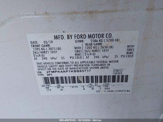 2FMPK4AP1KBB85717 Ford EDGE ST
