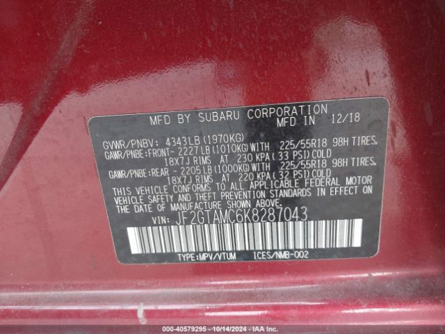 JF2GTAMC6K8287043 Subaru Crosstrek 2.0i Limited