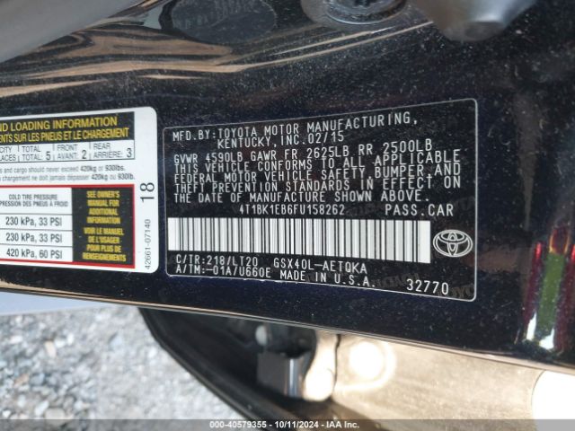 4T1BK1EB6FU158262 Toyota Avalon Xle Touring