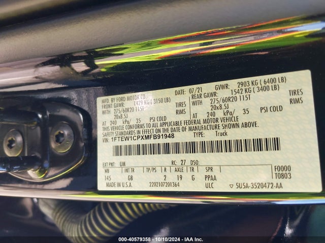 Ford F-150 Xl 2021 1FTEW1CPXMFB91948 Image 9