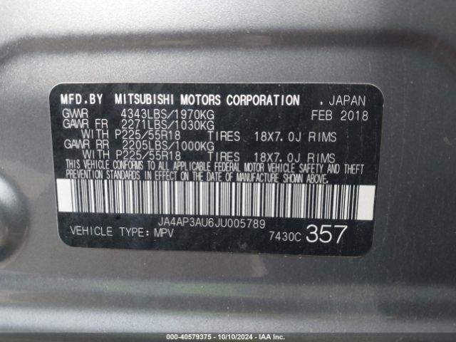 JA4AP3AU6JU005789 Mitsubishi Outlander Sport 2.0 Es