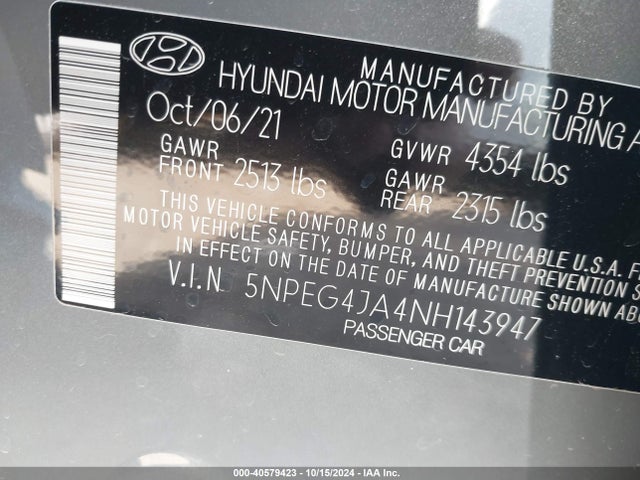 Hyundai SONATA SE 2022 5NPEG4JA4NH143947 Image 9