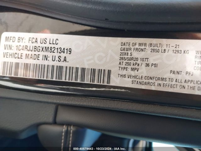1C4RJJBGXM8213419 Jeep Grand Cherokee L Limited 4x2