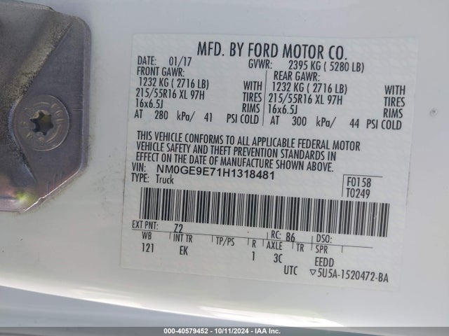 Ford Transit Connect Xl 2017 NM0GE9E71H1318481 Image 9