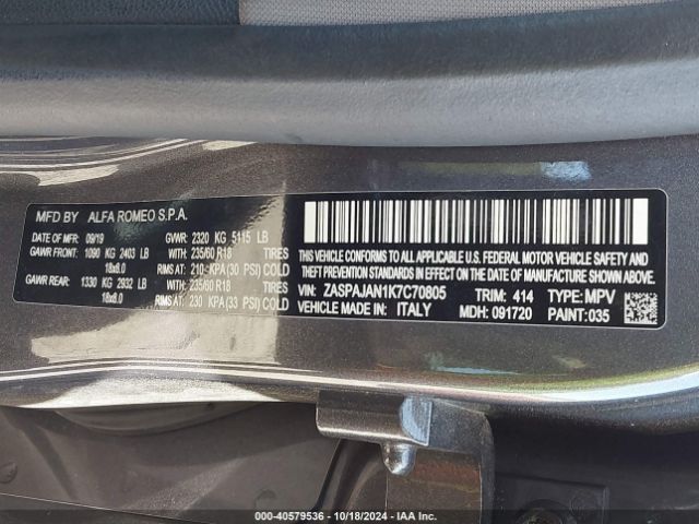 ZASPAJAN1K7C70805 Alfa Romeo Stelvio Rwd