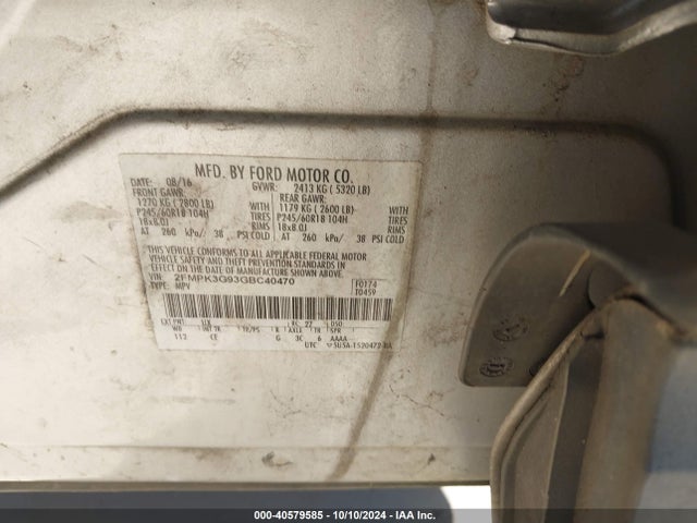 Ford EDGE SE 2016 2FMPK3G93GBC40470 Image 9