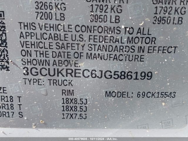 3GCUKREC6JG586199 Chevrolet Silverado 1500 2lt