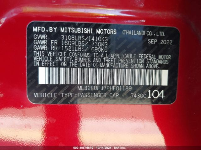 ML32FUFJ7PHF01189 Mitsubishi Mirage G4 Black Edition/es/le