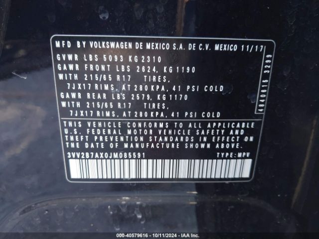 3VV2B7AX0JM085591 Volkswagen Tiguan 2.0t Se/2.0t Sel