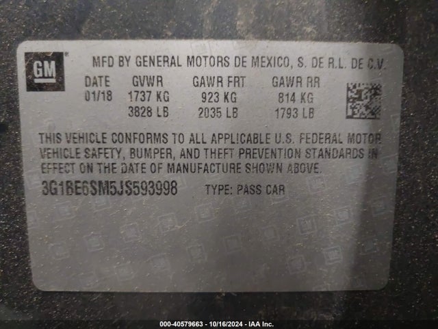 Chevrolet Cruze Lt Auto 2018 3G1BE6SM5JS593998 Image 9
