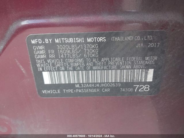 2018 MITSUBISHI MIRAGE ML32A4HJ4JH002639 Photo 8