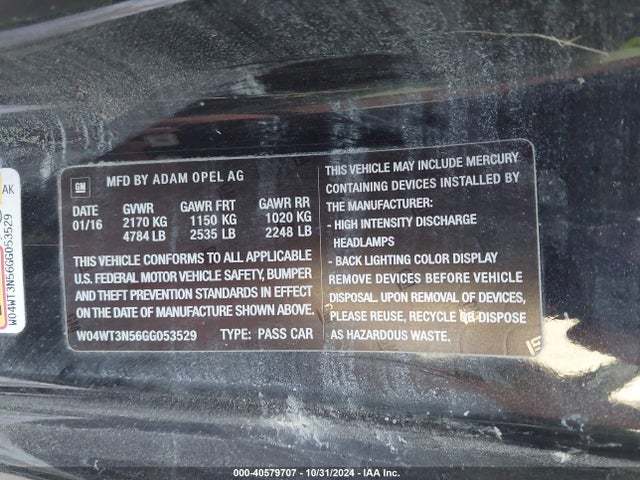 Buick Cascada Premium 2016 W04WT3N56GG053529 Image 9