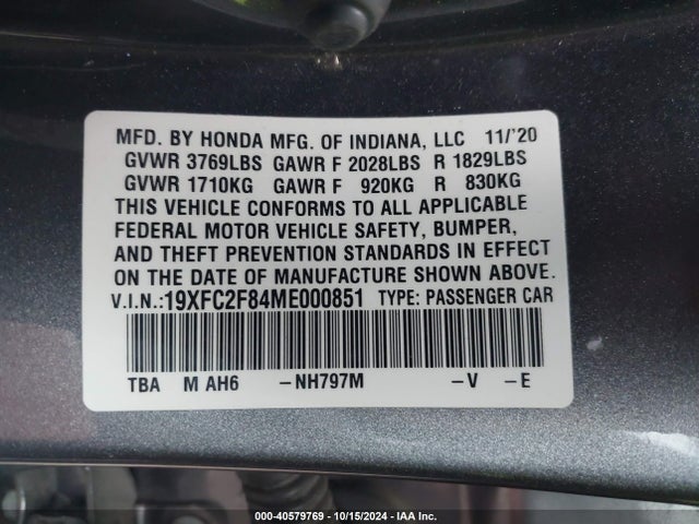 Honda Civic Sport 2021 19XFC2F84ME000851 Image 9