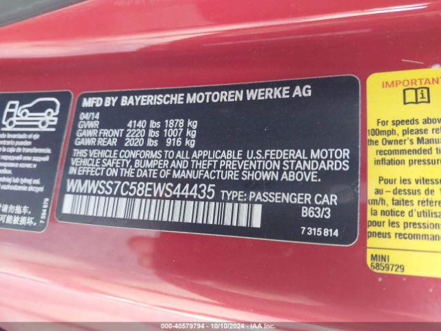 WMWSS7C58EWS44435 Mini Paceman Cooper S