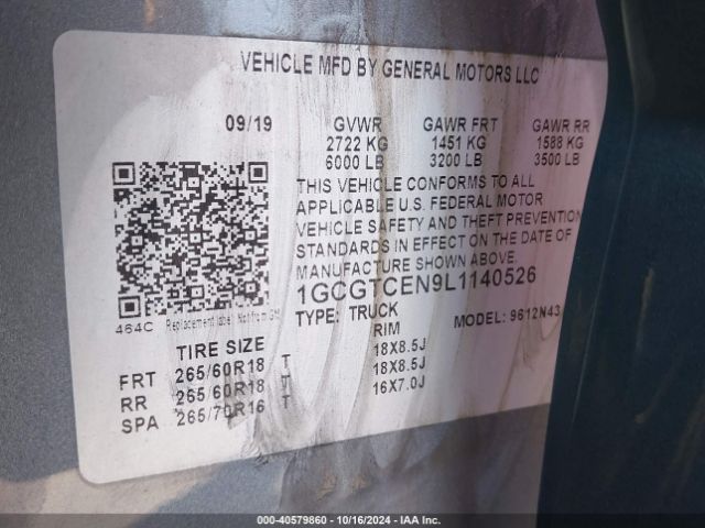 1GCGTCEN9L1140526 Chevrolet Colorado 4wd  Short Box Lt