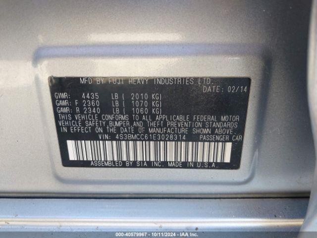 4S3BMCC61E3028314 Subaru Legacy 2.5i Premium