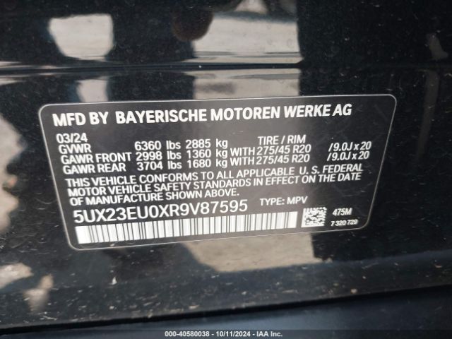 5UX23EU0XR9V87595 BMW X5 Xdrive40i