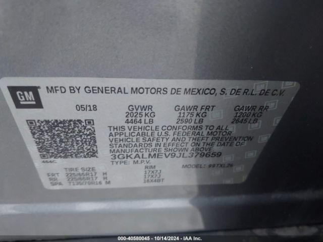 3GKALMEV9JL379659 GMC Terrain Sle