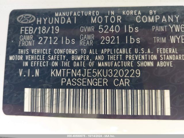 KMTFN4JE5KU320229 Genesis G80 3.8