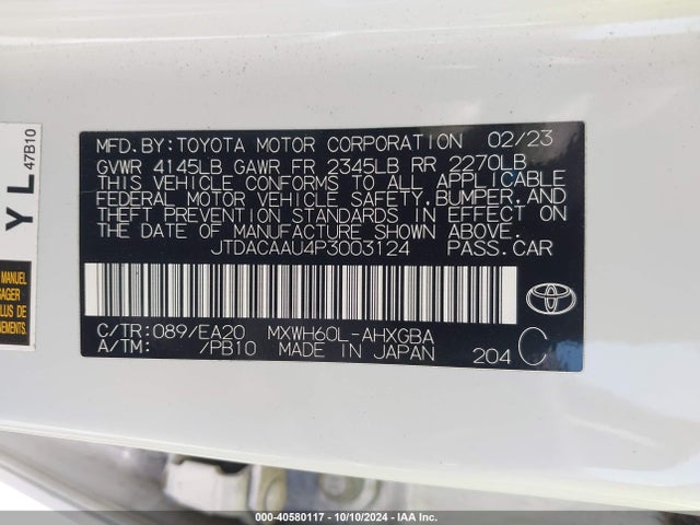 Toyota PRIUS XLE 2023 JTDACAAU4P3003124 Image 9