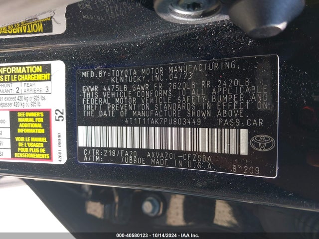 Toyota CAMRY SE 2023 4T1T11AK7PU803449 Image 9