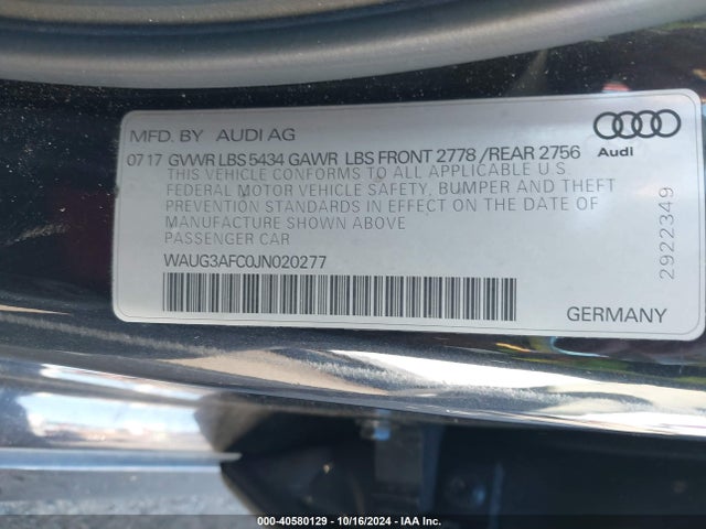 Audi A6 3.0t Premium 2018 WAUG3AFC0JN020277 Image 9