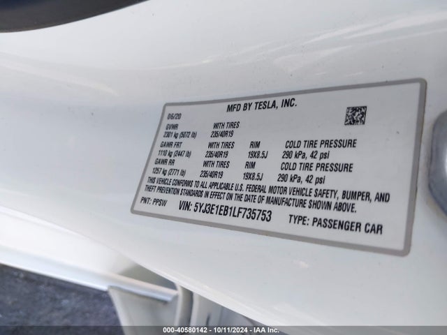 2020 TESLA MODEL 3 5YJ3E1EB1LF735753 Photo 8
