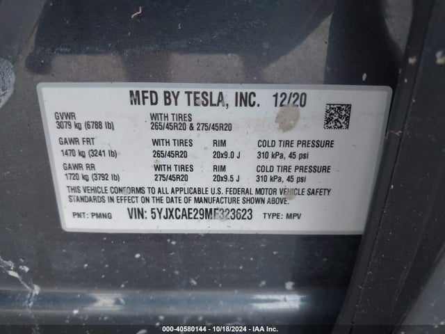 2021 TESLA MODEL X 5YJXCAE29MF323623 Photo 8