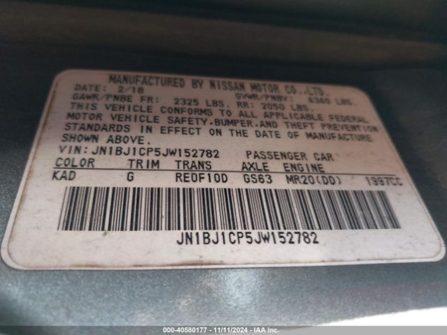 JN1BJ1CP5JW152782 Nissan Rogue Sport S