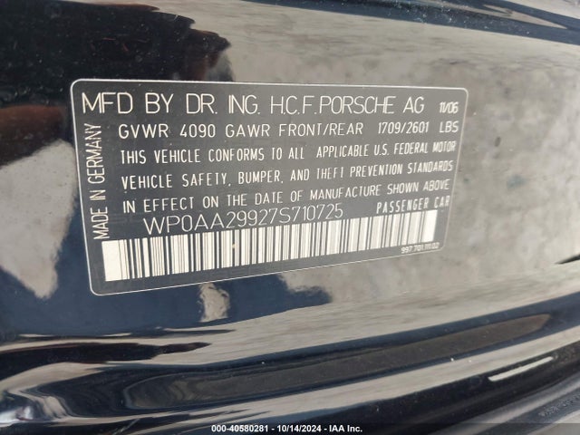 2007 PORSCHE 911 WP0AA29927S710725 Photo 8