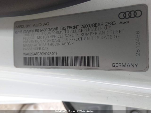 WAU2GAFC3GN045407 Audi A7 3.0t Premium Plus