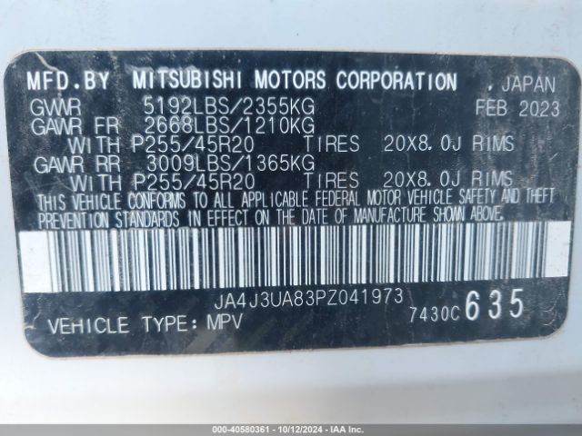 JA4J3UA83PZ041973 Mitsubishi Outlander Se 2.5 2wd