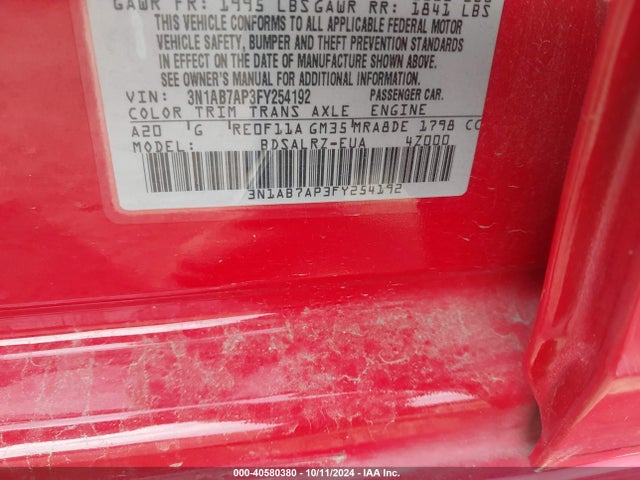 Nissan SENTRA SR 2015 3N1AB7AP3FY254192 Image 9
