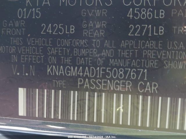 KNAGM4AD1F5087671 KIA OPTIMA HYBRID