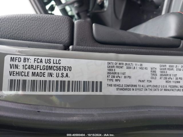 2021 JEEP GRAND CHEROKEE 1C4RJFLG0MC567670 Photo 8