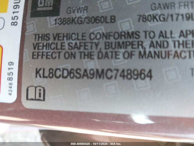 Chevrolet Spark Fwd 1lt Automatic 2021 KL8CD6SA9MC748964 Image 9