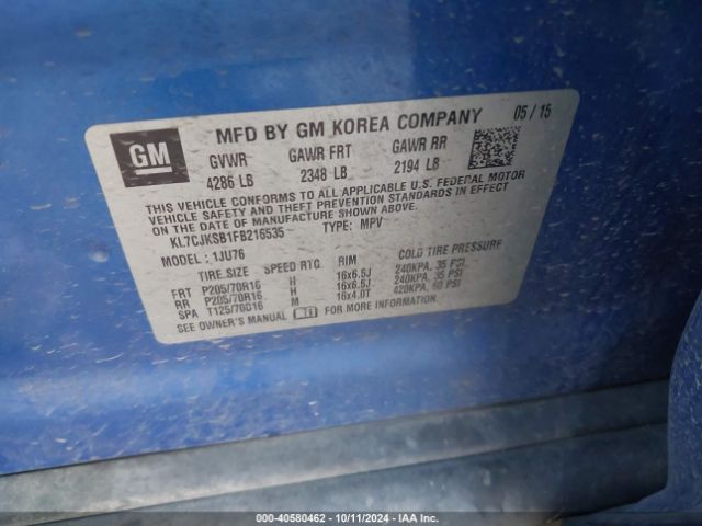 KL7CJKSB1FB216535 Chevrolet Trax 1ls