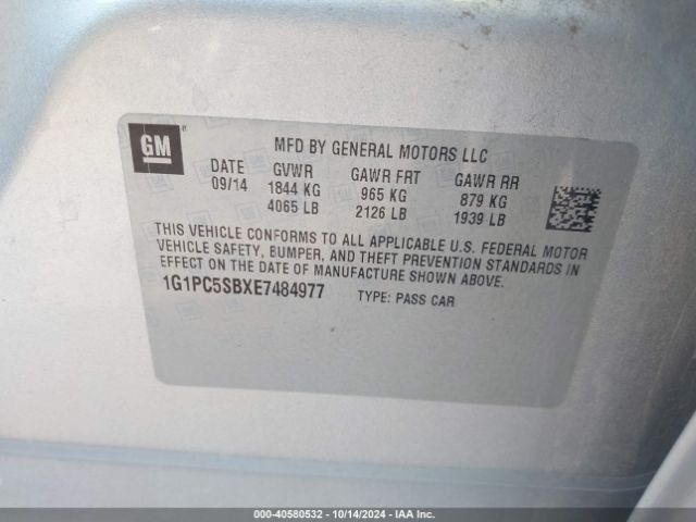 1G1PC5SBXE7484977 Chevrolet Cruze 1lt Auto