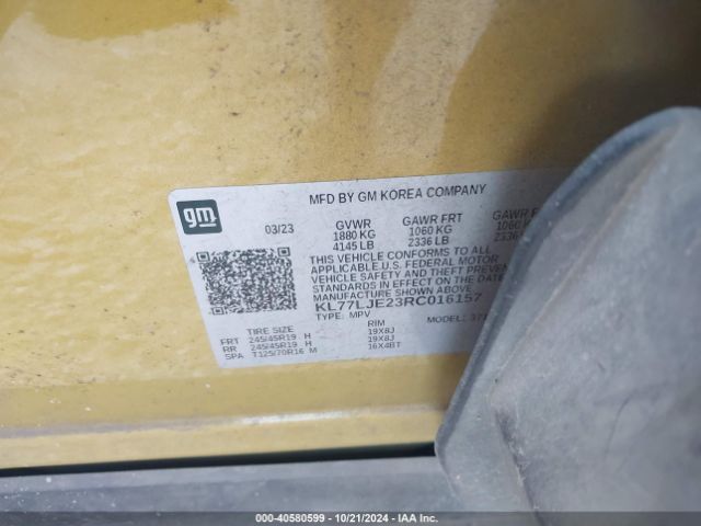 KL77LJE23RC016157 Chevrolet Trax Fwd 2rs