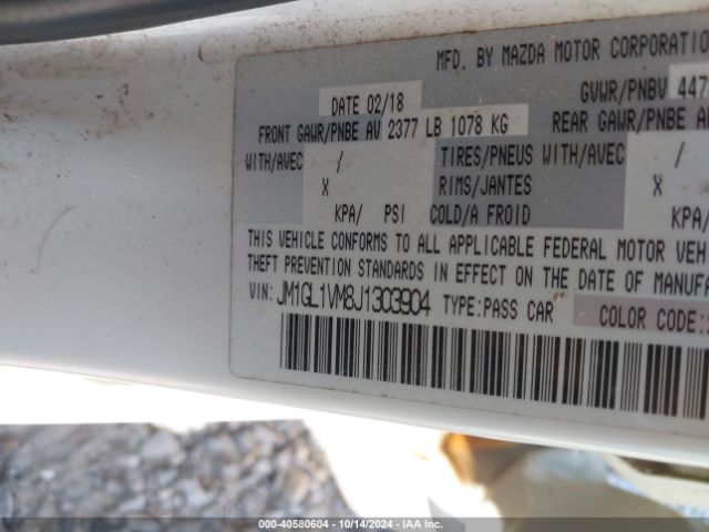 JM1GL1VM8J1303904 Mazda Mazda6 Touring