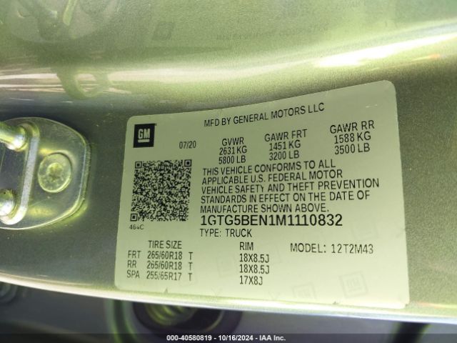 1GTG5BEN1M1110832 GMC Canyon 2wd  Short Box Elevation Standard
